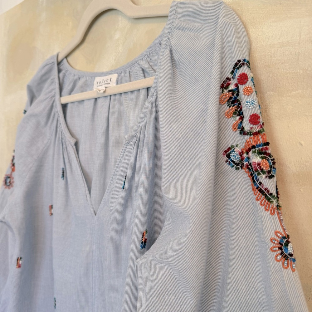 Velvet by Graham & Spencer Shailene Cotton Beaded Blouse XL